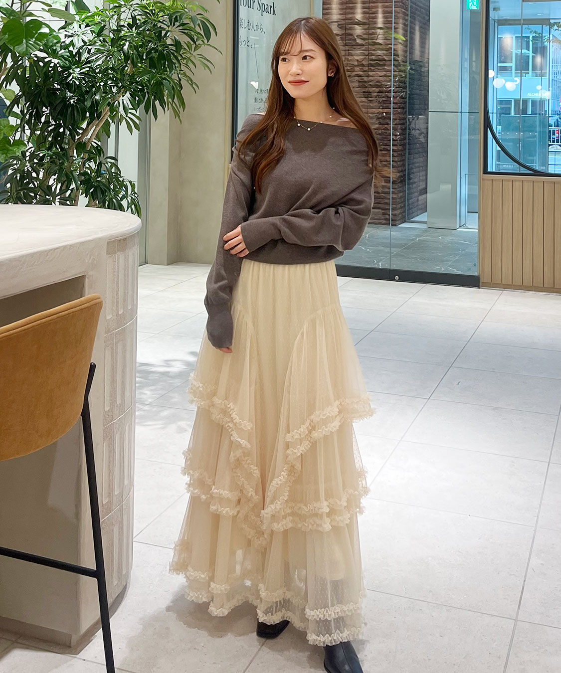 COCO DEAL「ドットチュールティアードフレアスカート」|スカート|