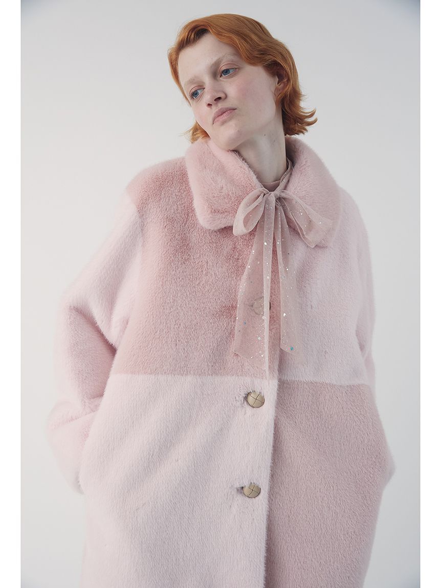 FURFUR「パッチワークエコファーミドルコート」|ステンカラーコート|