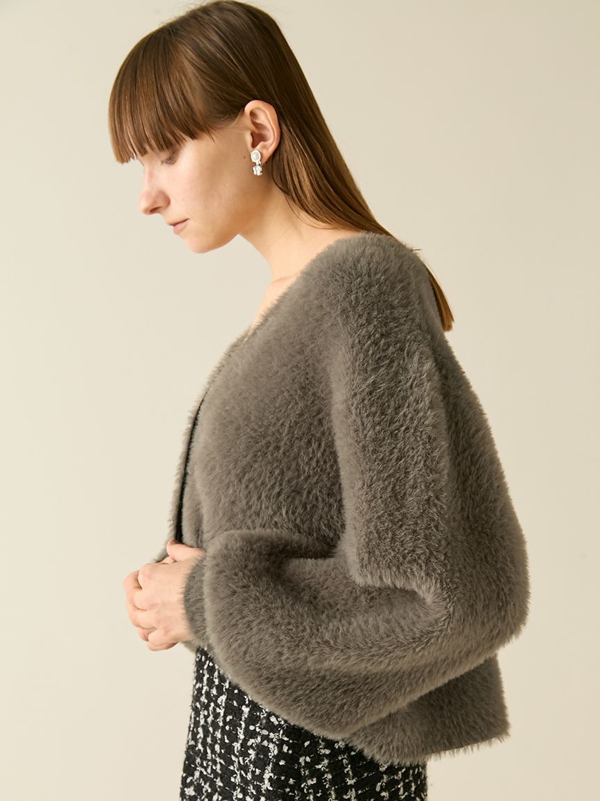 FURFUR「マルチビジューボタンフェザーカーディガン」|カーディガン|