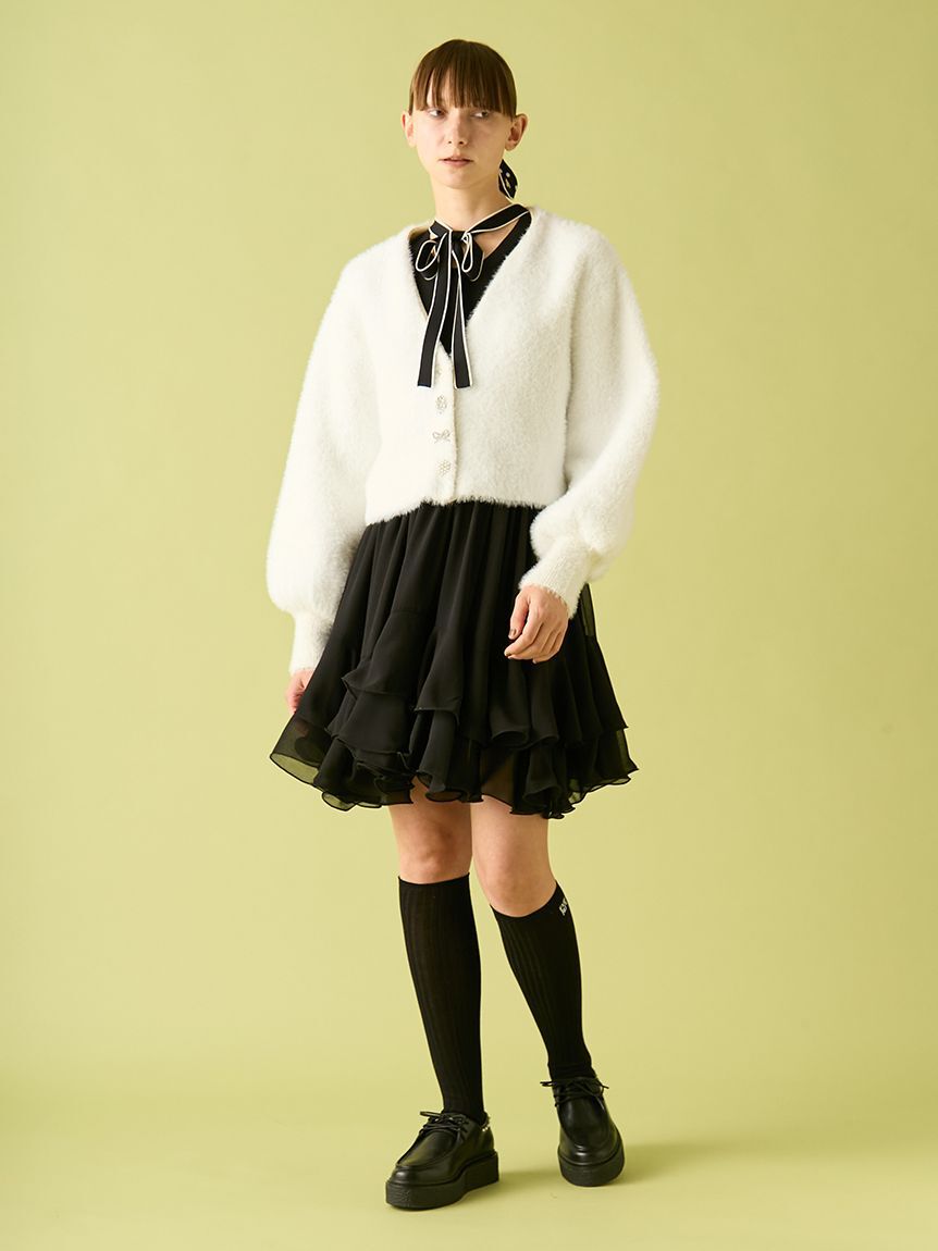 FURFUR「マルチビジューボタンフェザーカーディガン」|カーディガン|