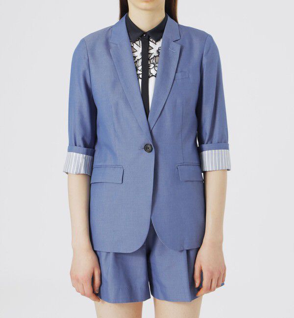  「【セットアップ対応】デニムハーフスリーブジャケット」|テーラードジャケット|