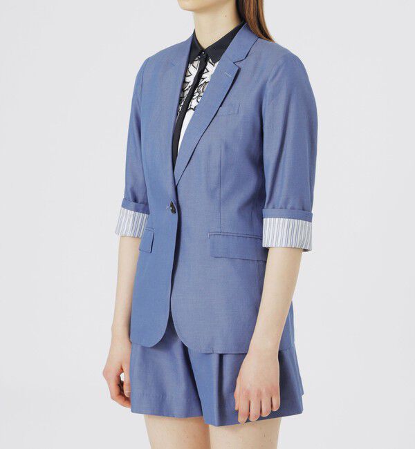  「【セットアップ対応】デニムハーフスリーブジャケット」|テーラードジャケット|