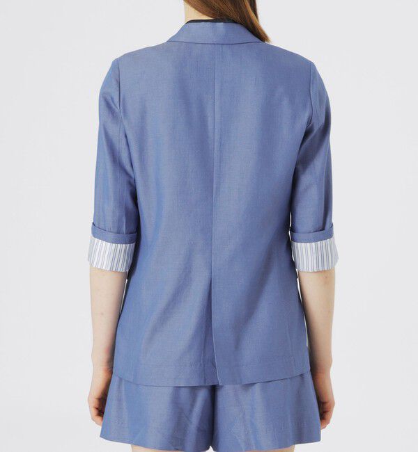  「【セットアップ対応】デニムハーフスリーブジャケット」|テーラードジャケット|