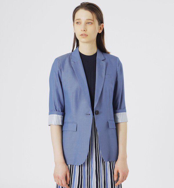  「【セットアップ対応】デニムハーフスリーブジャケット」|テーラードジャケット|