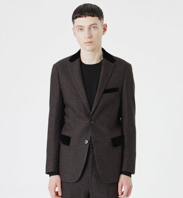  「ベルベットコンビシルクネップジャケット」|テーラードジャケット|ブラウン