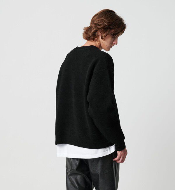 MONKEY TIME「プレーティング クロップド Vネック ニット」|ニット・セーター|