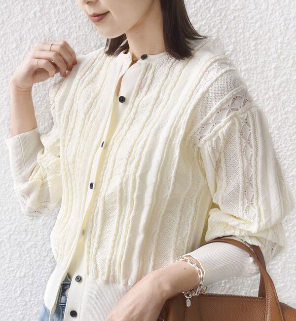 SHIPS for women「《予約》【WEB限定】〈手洗い可能〉レース 編み 2WAY カーディガン」|カーディガン|オフホワイト
