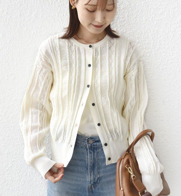 SHIPS for women「《予約》【WEB限定】〈手洗い可能〉レース 編み 2WAY カーディガン」|カーディガン|