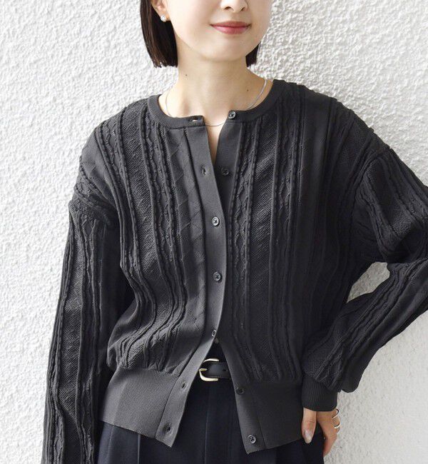 SHIPS for women「《予約》【WEB限定】〈手洗い可能〉レース 編み 2WAY カーディガン」|カーディガン|チャコールグレー