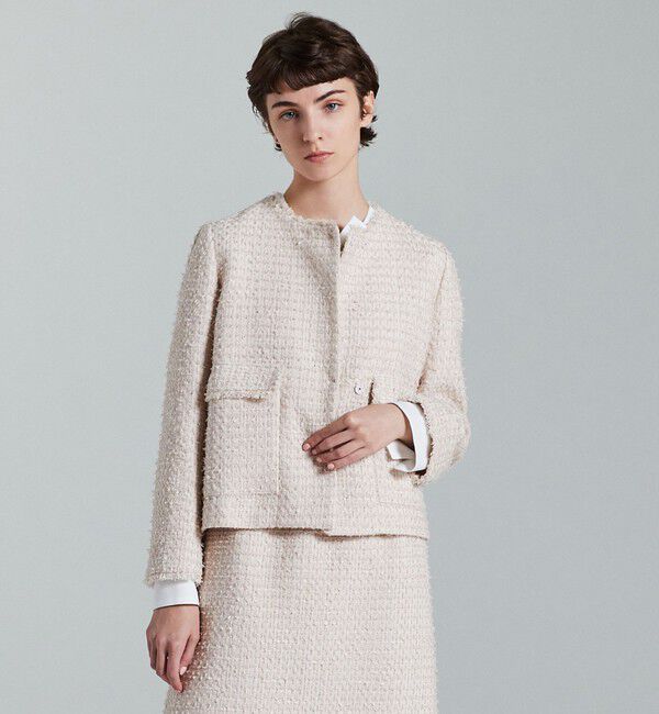 タグ付き✨Ballseyミックスヤーンツイードノーカラージャケット　スカート38 ミックスヤーンツイード ノーカラージャケット（Ballsey）｜ルミネの