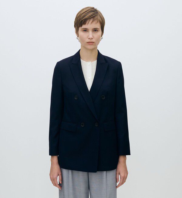 美品】TOMORROWLAND →ウールナイロンツイルダブルブレストジャケット