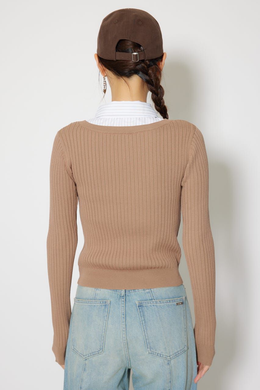 rienda「シャツドッキングロングスリーブニットトップス」|ニット・セーター|