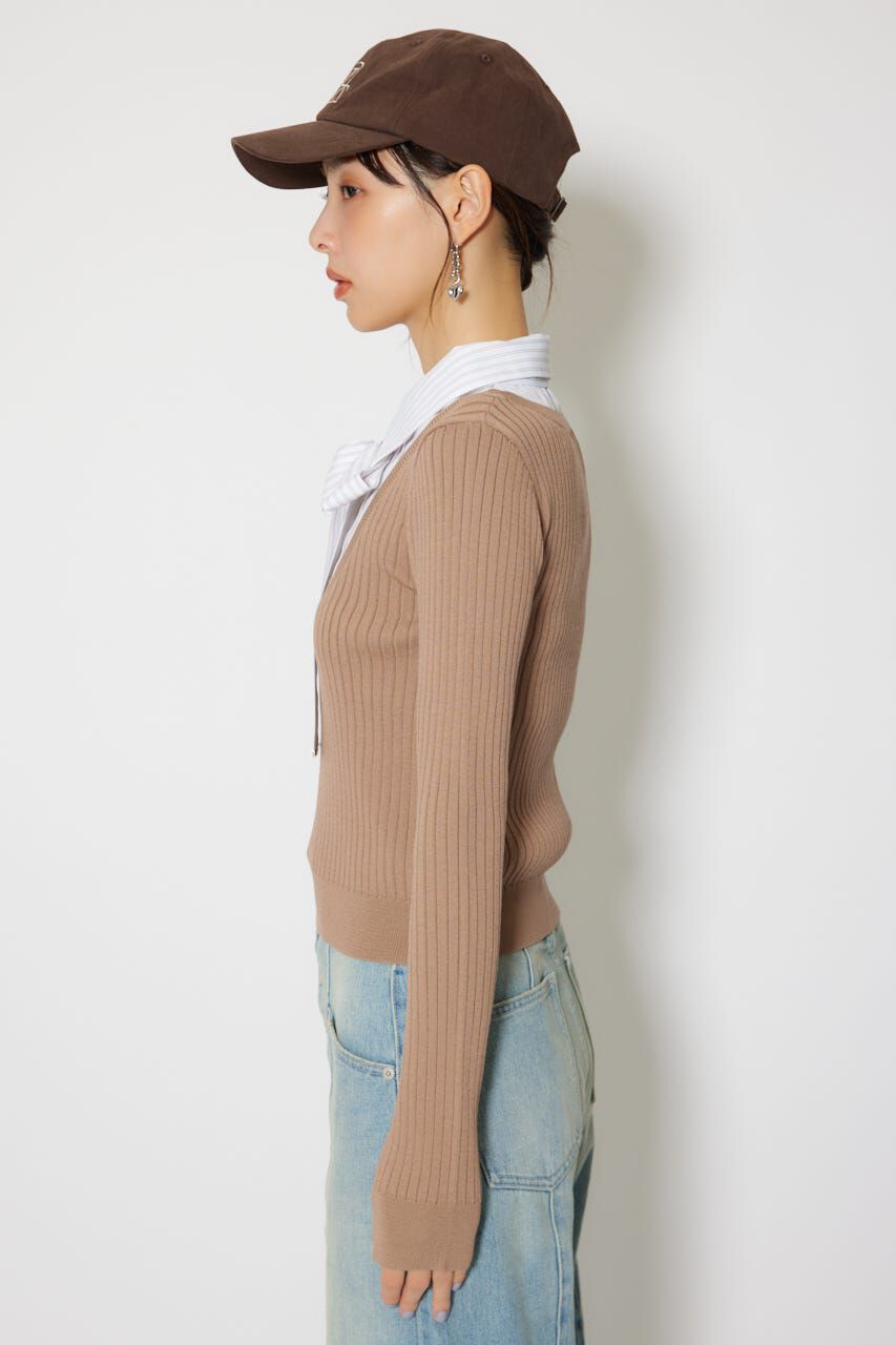 rienda「シャツドッキングロングスリーブニットトップス」|ニット・セーター|