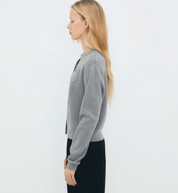 CABaN コットンカシミヤクルーネックカーディガン　チャコールグレー キャバン CABaN CABaN コットンカシミヤ クルーネックカーディガン