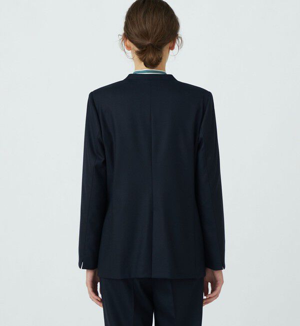 TOMORROWLAND collection「スーパーファインサキソニー ノーカラーフロントホックジャケット」|ノーカラージャケット|