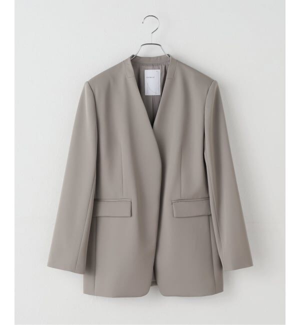 NOBLE「Vカラードスキンジャケット」|ノーカラージャケット|ベージュ A