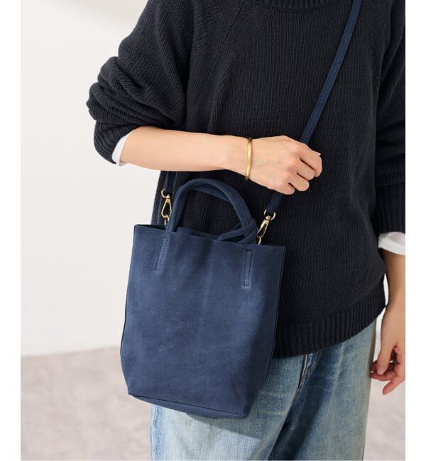 FRAMeWORK「AULENTTI /オウレンティ 別注SUEDEMINI SHOULDER TOTE バッグ」|ショルダー・メッセンジャー|ネイビー