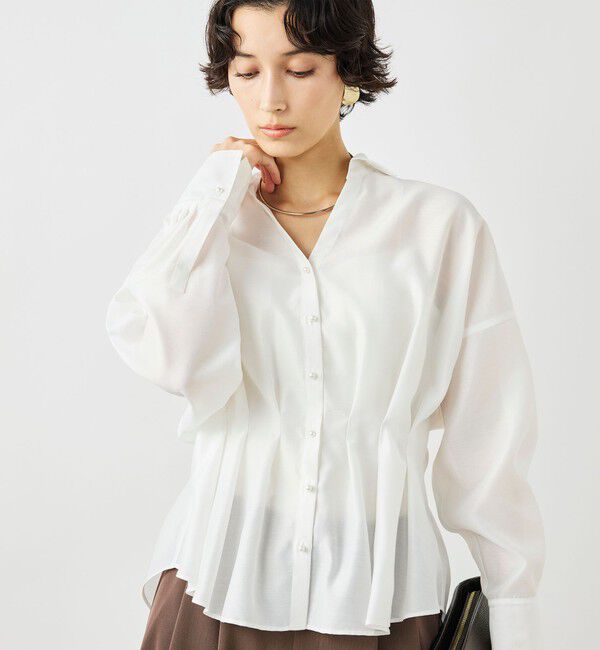 NOLLEY'S「ウォッシャブルパール釦スキッパータックブラウス」|シャツ・ブラウス|
