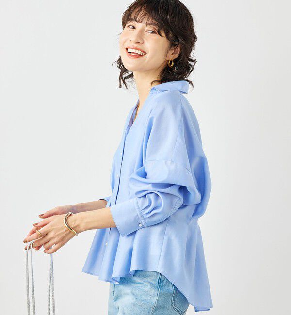 NOLLEY'S「ウォッシャブルパール釦スキッパータックブラウス」|シャツ・ブラウス|サックス