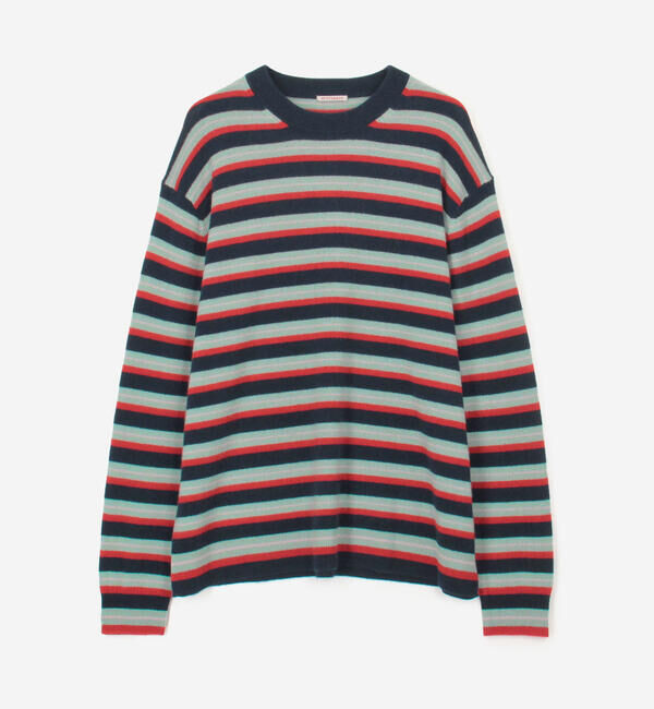  「RYE TENDER | 〈別注〉マルチボーダー 長袖 クルーネックニット MEN」|ニット・セーター|A