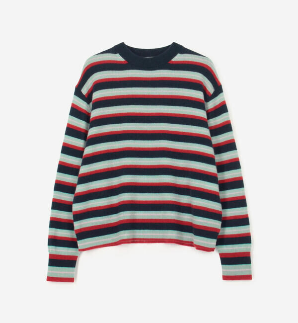  「RYE TENDER | 〈別注〉マルチボーダー 長袖 クルーネックニット WOMEN」|ニット・セーター|A