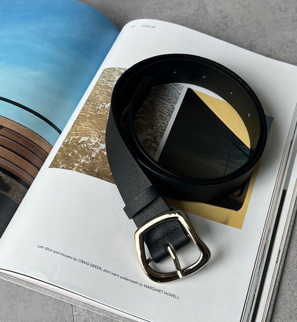  「変形スクエアバックルベルト」|ベルト|ブラック