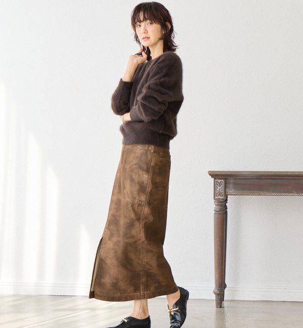  「【ヴィンテージムード】ウォッシュドクロスタイトスカート」|スカート|