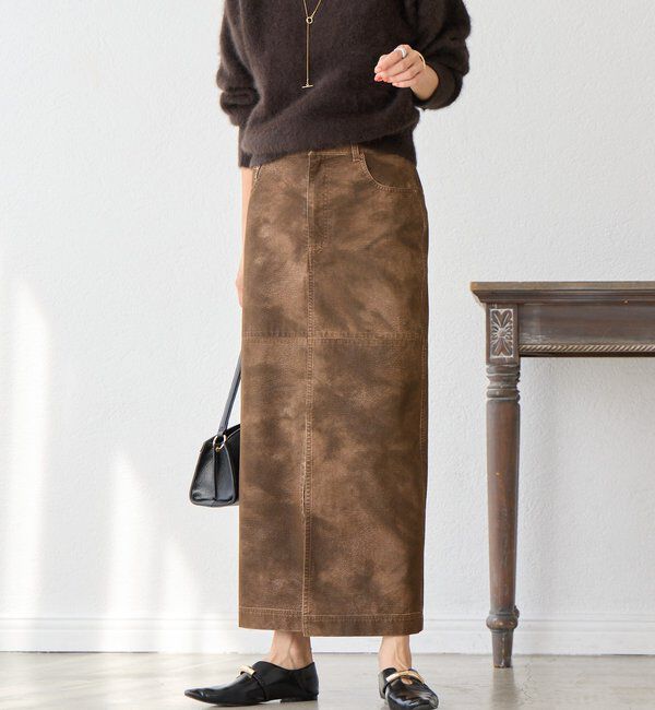  「【ヴィンテージムード】ウォッシュドクロスタイトスカート」|スカート|