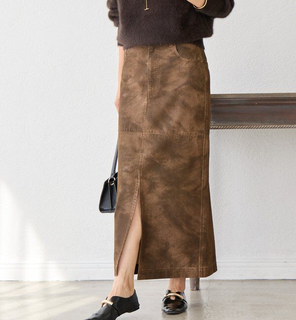  「【ヴィンテージムード】ウォッシュドクロスタイトスカート」|スカート|