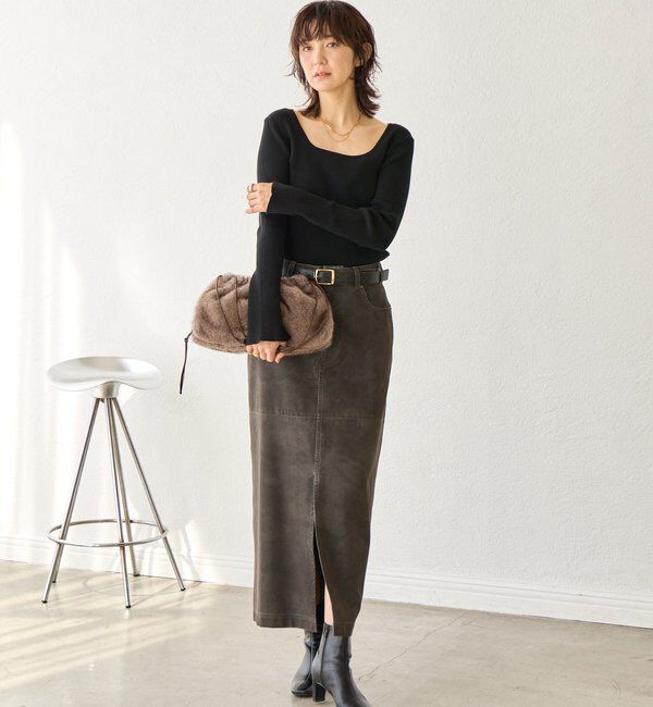  「【ヴィンテージムード】ウォッシュドクロスタイトスカート」|スカート|