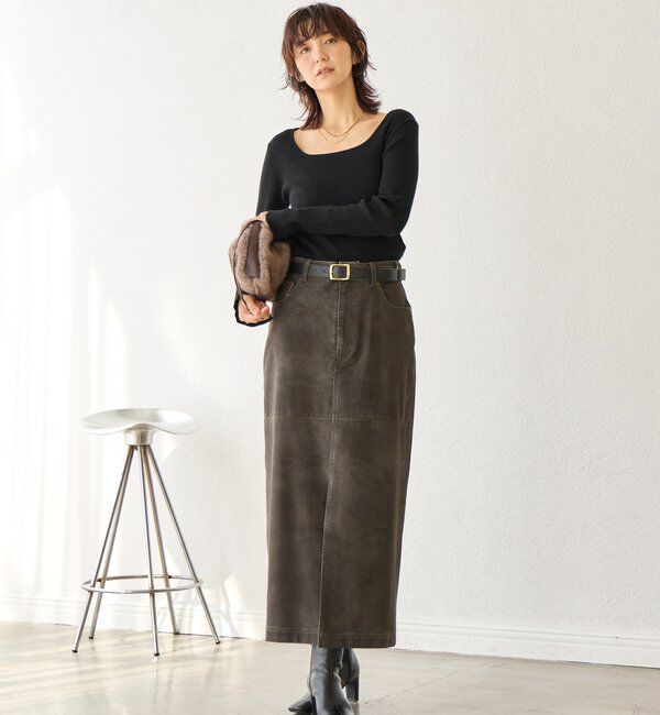  「【ヴィンテージムード】ウォッシュドクロスタイトスカート」|スカート|