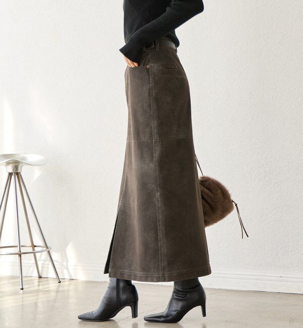  「【ヴィンテージムード】ウォッシュドクロスタイトスカート」|スカート|