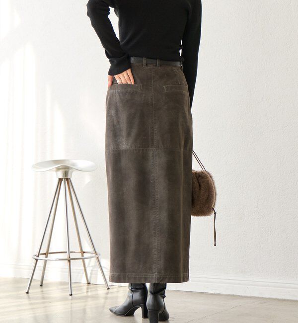  「【ヴィンテージムード】ウォッシュドクロスタイトスカート」|スカート|