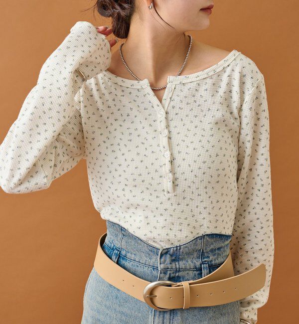  「小花ヘンリーロンT」|シャツ・ブラウス|アイボリー