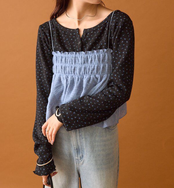  「小花ヘンリーロンT」|シャツ・ブラウス|