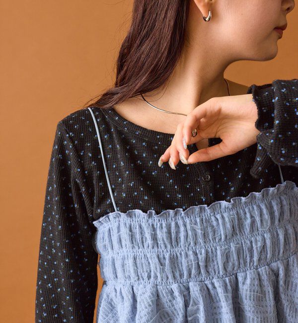  「小花ヘンリーロンT」|シャツ・ブラウス|