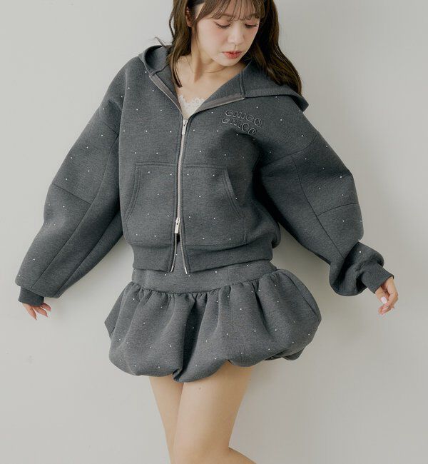  「【セットアップ対応】スウェットバルーンミニスカート」|スカート|