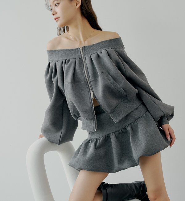  「【セットアップ対応】スウェットバルーンミニスカート」|スカート|