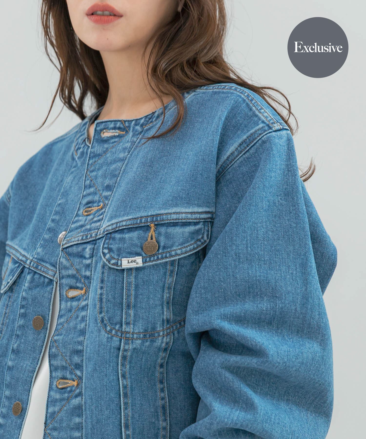 URBAN RESEARCH ROSSO「『別注』Lee101&times;ROSSO　NOCOLLAR JACKET」|デニムジャケット|インディゴブルー