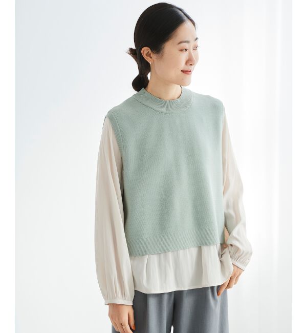  「ブラウスレイヤードニットベスト」|ベスト・ジレ|