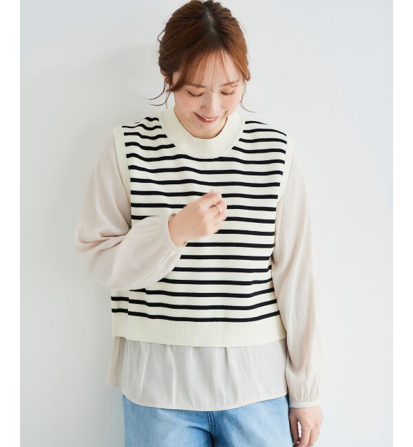  「ブラウスレイヤードニットベスト」|ベスト・ジレ|