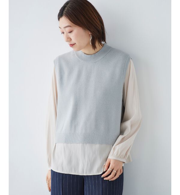  「ブラウスレイヤードニットベスト」|ベスト・ジレ|