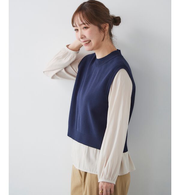  「ブラウスレイヤードニットベスト」|ベスト・ジレ|