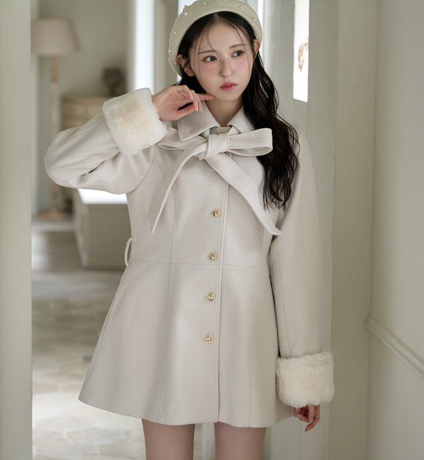 【premium order】リボンミドルコート/NICE CLAUP リボンミドルコート/SMサイズあり｜ルミネのファッション通販
