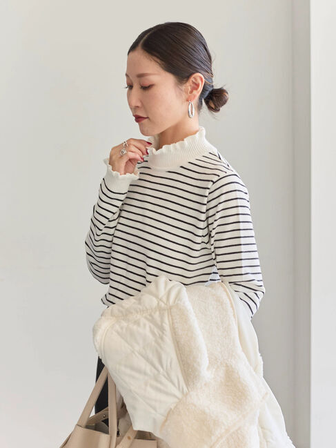 Samansa Mos2 blue「フリル衿ニットプルオーバー」|ニット・セーター|