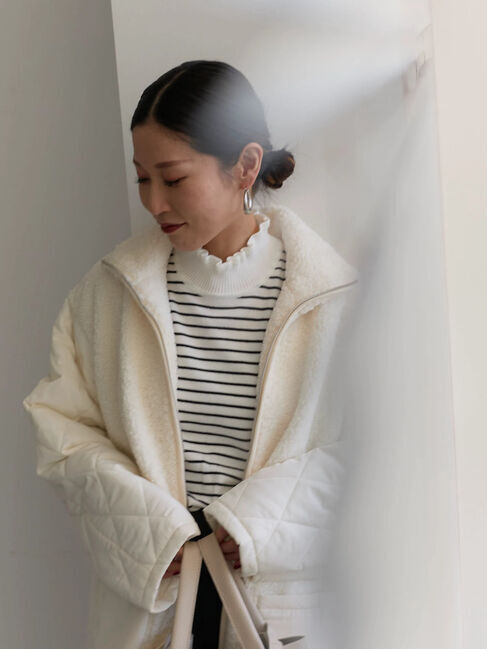 Samansa Mos2 blue「フリル衿ニットプルオーバー」|ニット・セーター|