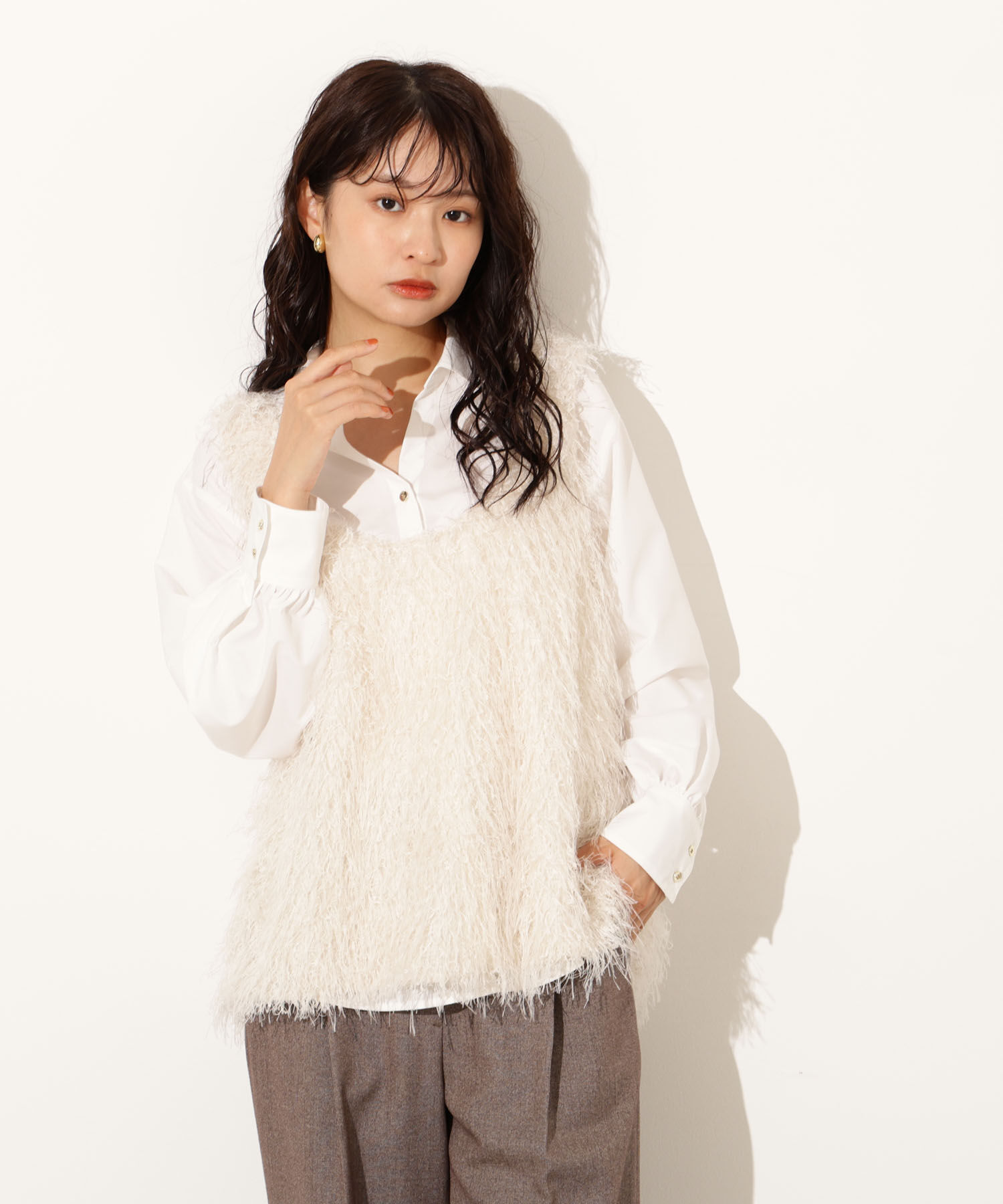  「ゴールドボタン2wayリボンブラウス」|シャツ・ブラウス|