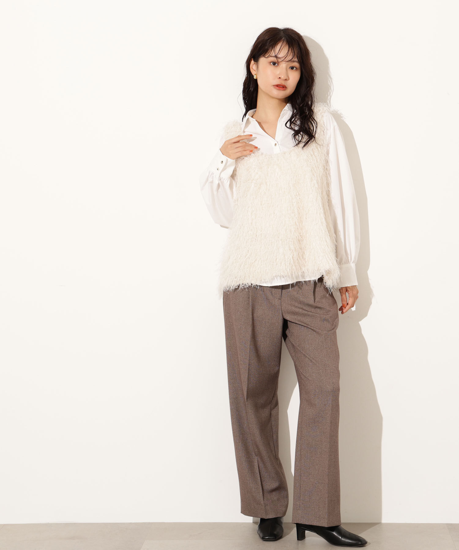  「ゴールドボタン2wayリボンブラウス」|シャツ・ブラウス|