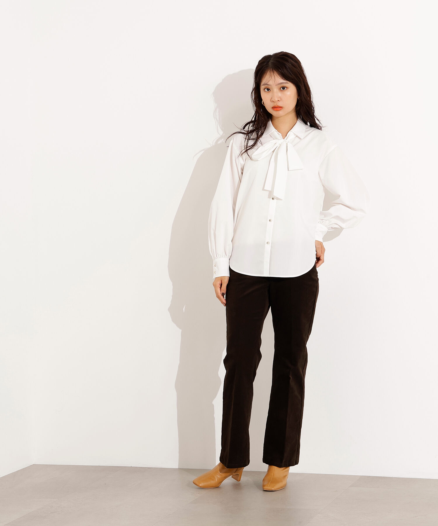  「ゴールドボタン2wayリボンブラウス」|シャツ・ブラウス|