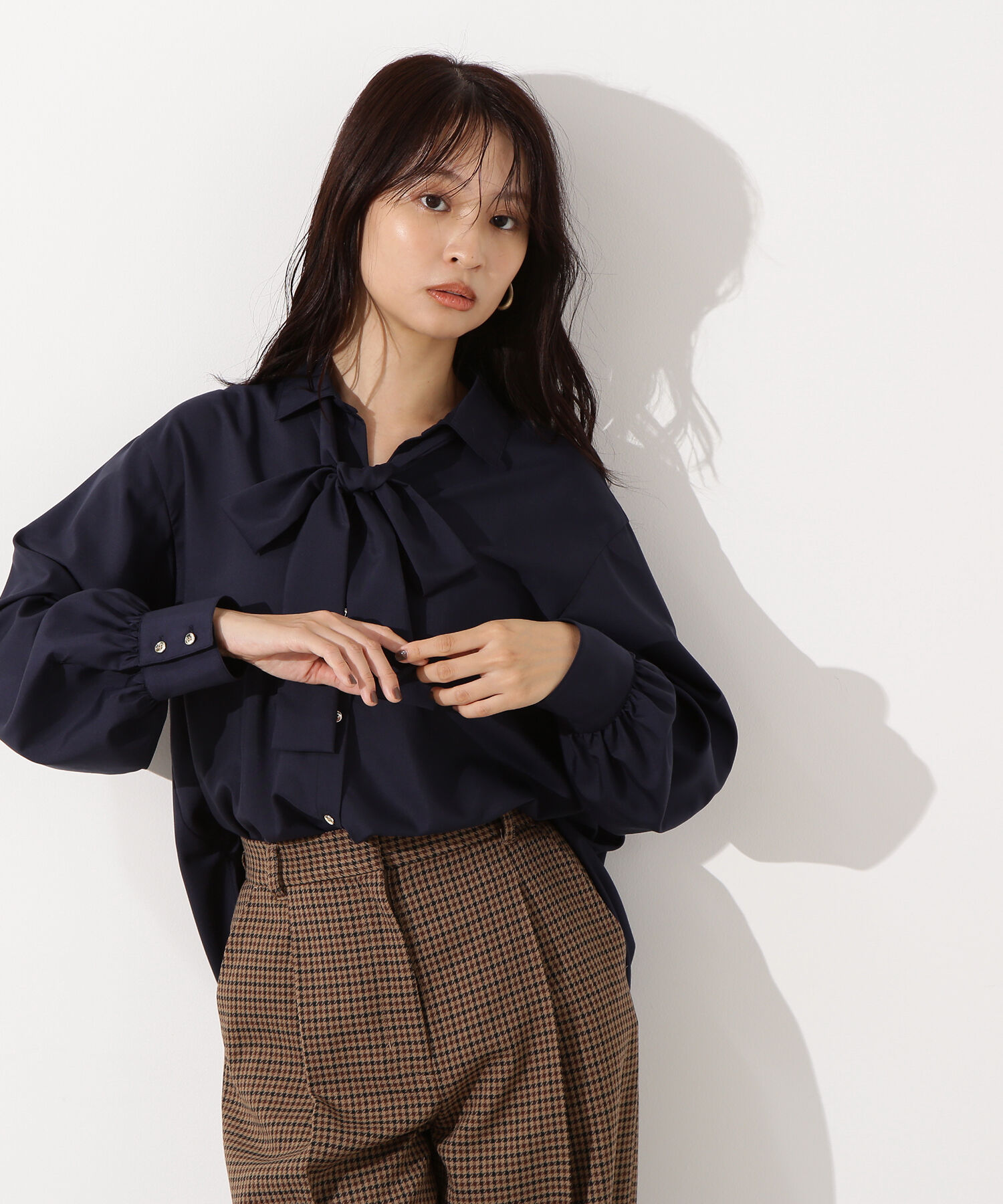  「ゴールドボタン2wayリボンブラウス」|シャツ・ブラウス|